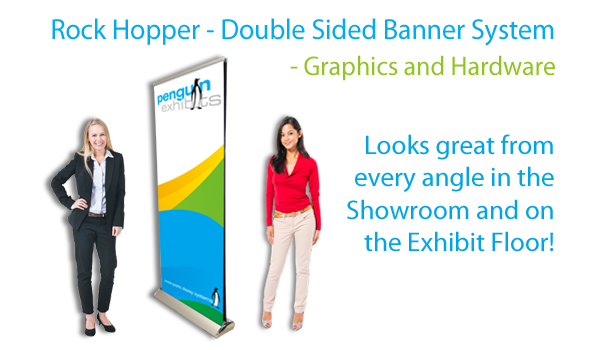 Rock Hopper Double-Sided Roll-Up Banner Stand - Hardware and Graphics